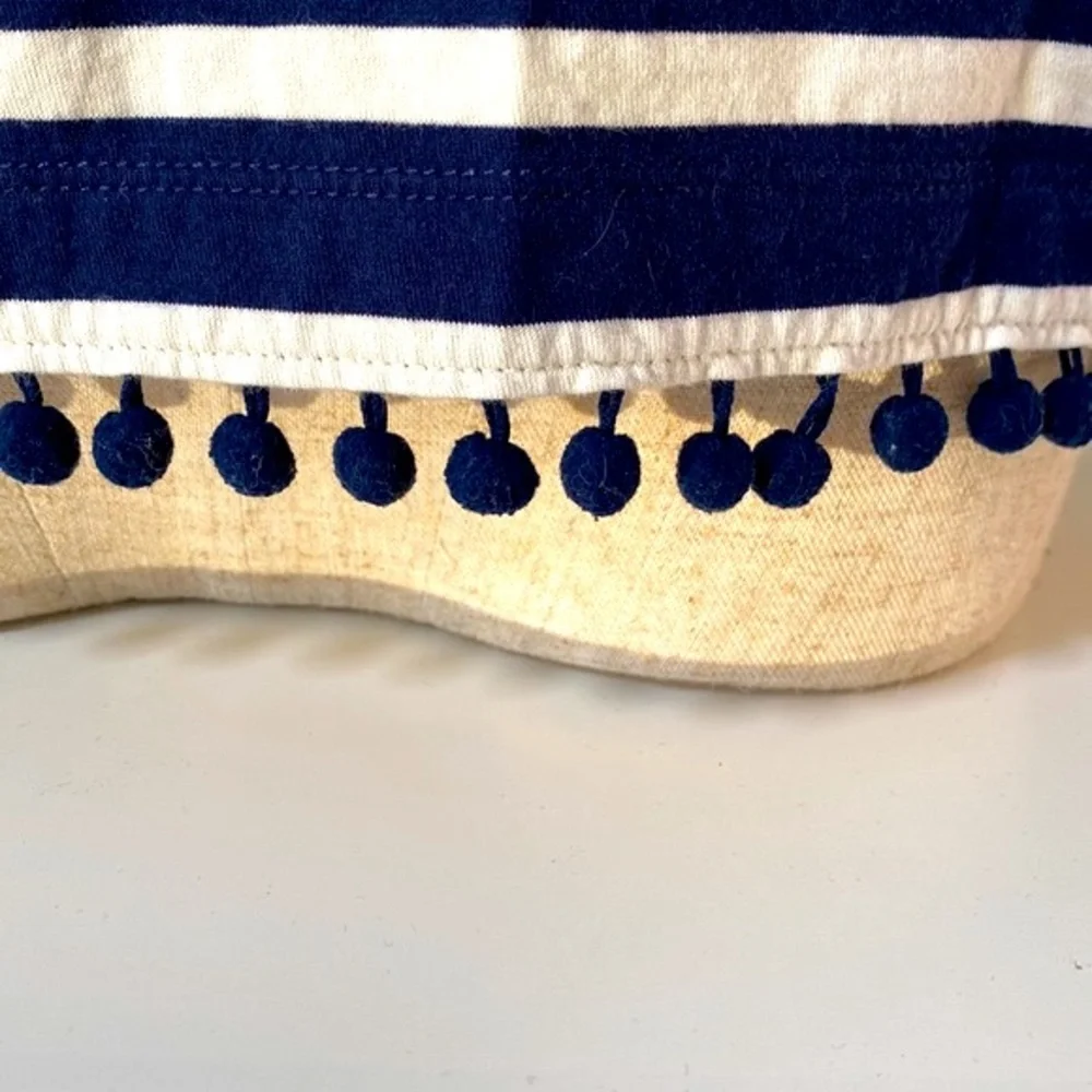 JCrew Navy Striped T with Poms!!